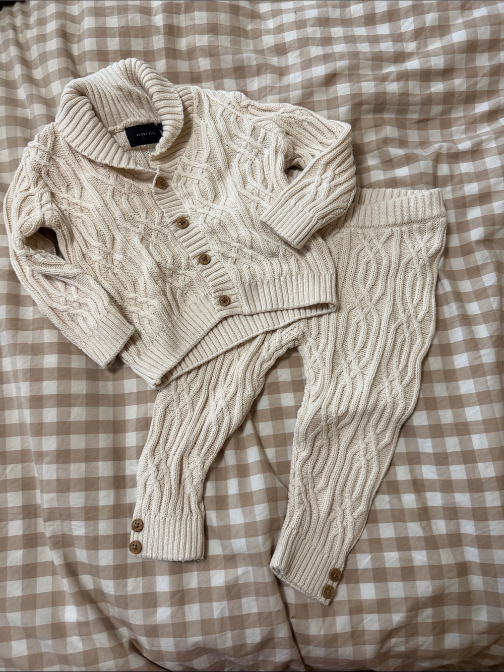 Perry Ellis Cream Cable Knit Sweater 6-9 Months